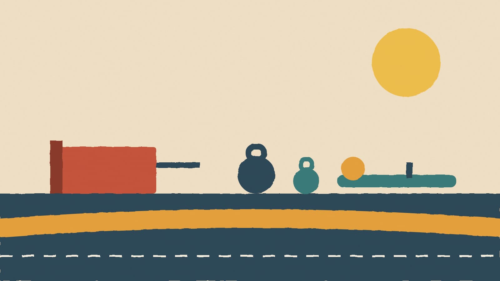 Fitness race equipment lineup - illustration, Jake Team LLC